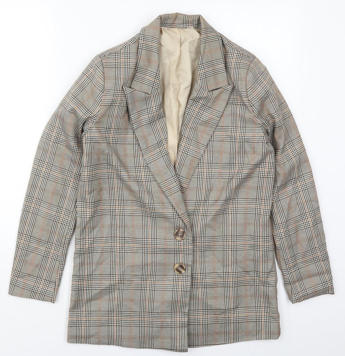 Urban Threads Womens Beige Check Polyester Jacket Suit Jacket Size 6
