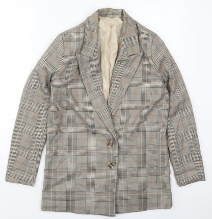 Urban Threads Womens Beige Check Polyester Jacket Suit Jacket Size 6