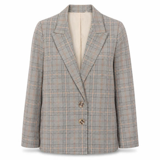 Urban Threads Womens Beige Check Polyester Jacket Suit Jacket Size 6