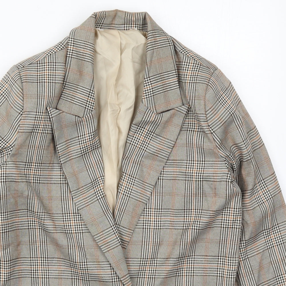Urban Threads Womens Beige Check Polyester Jacket Suit Jacket Size 6