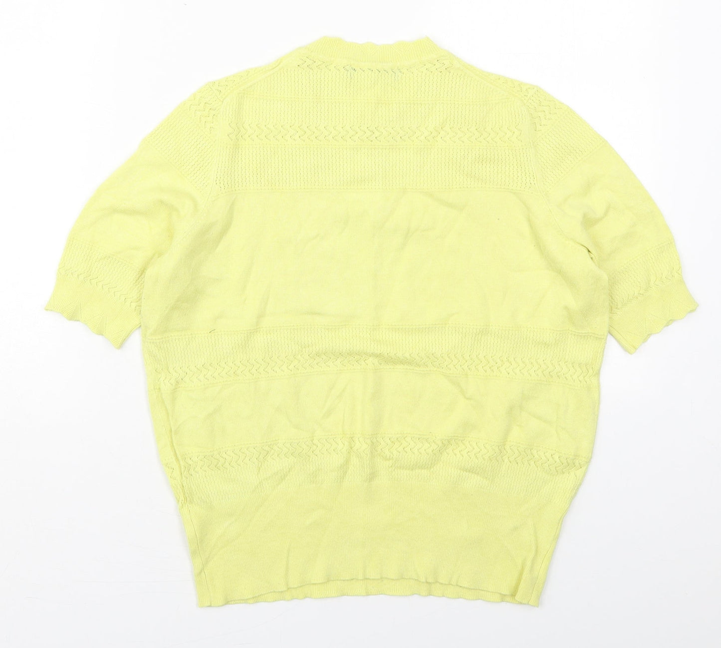 Marks and Spencer Womens Yellow Collared  Viscose Pullover Jumper Size 14