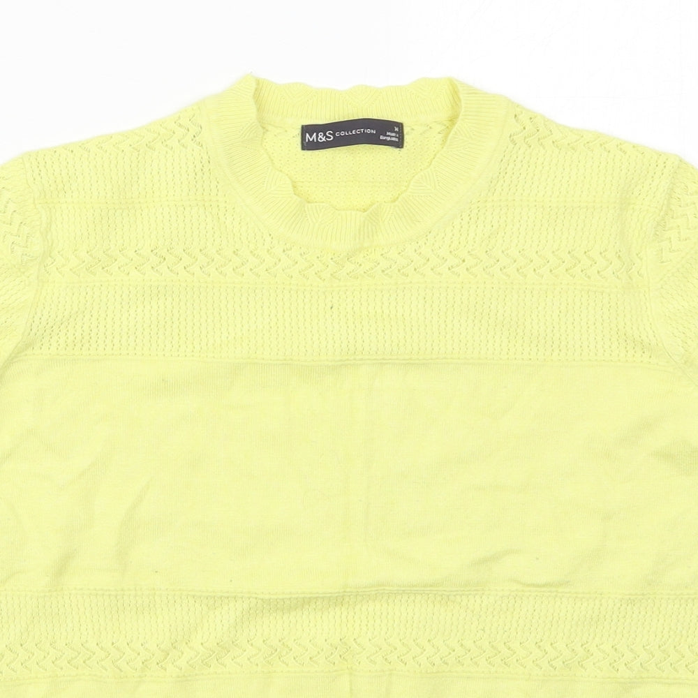 Marks and Spencer Womens Yellow Collared  Viscose Pullover Jumper Size 14