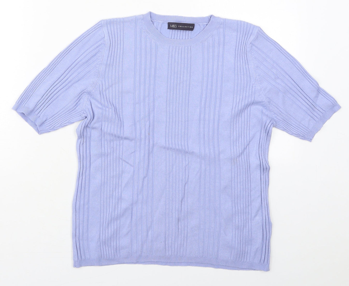 Marks and Spencer Womens Blue Crew Neck  Viscose Pullover Jumper Size 14