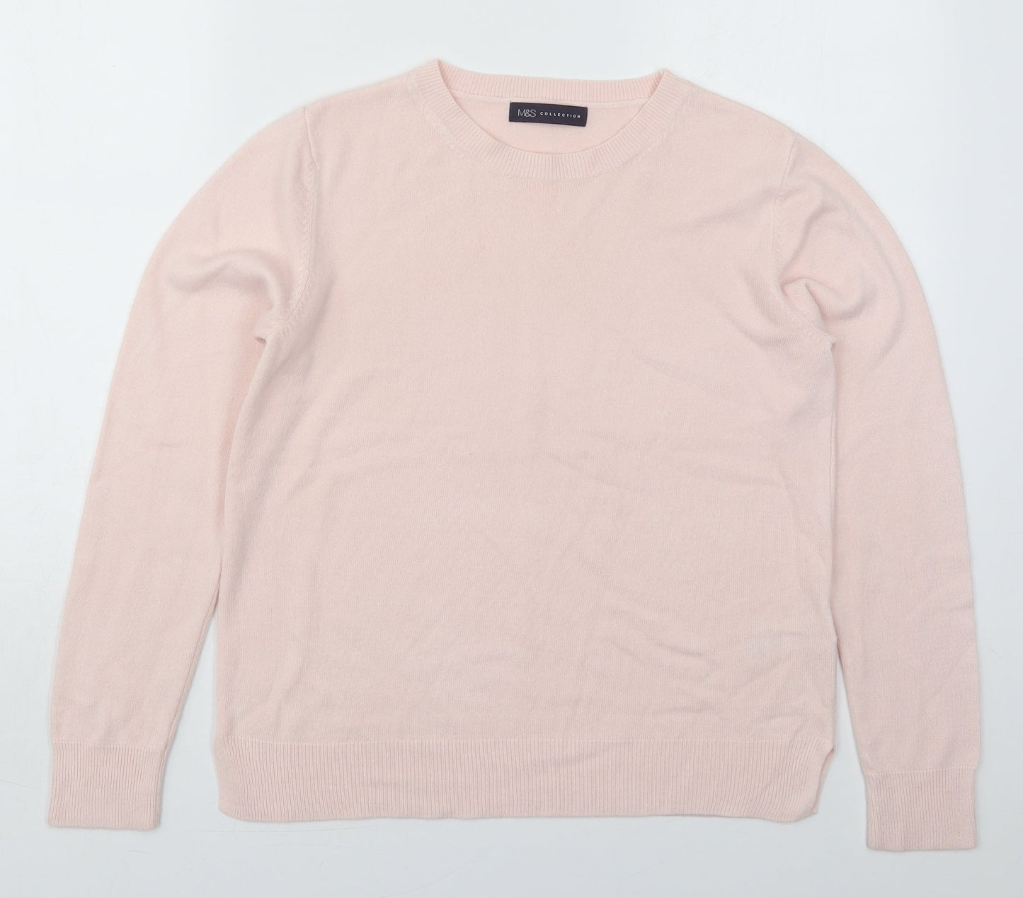 Marks and Spencer Womens Pink Crew Neck  Acrylic Pullover Jumper Size 14