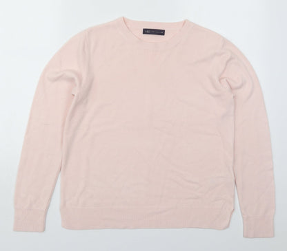 Preloved Marks and Spencer Womens Pink Crew Neck  Acrylic Pullover Jumper Size 14 - Front
