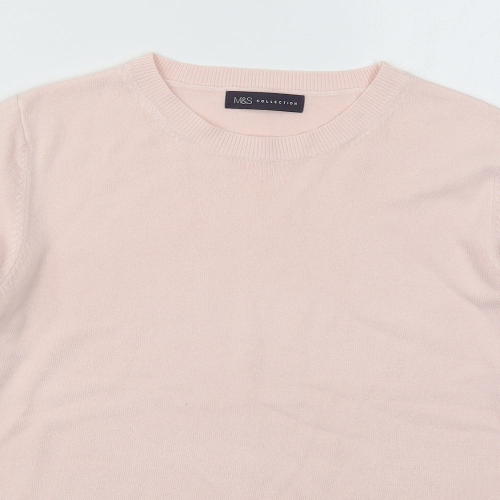 Marks and Spencer Womens Pink Crew Neck  Acrylic Pullover Jumper Size 14