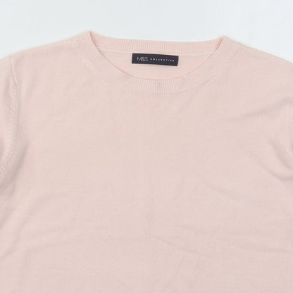 Preloved Marks and Spencer Womens Pink Crew Neck  Acrylic Pullover Jumper Size 14 - Detail