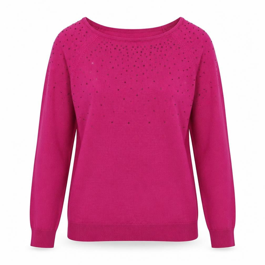 Soon Womens Pink Round Neck  Viscose Pullover Jumper Size 12