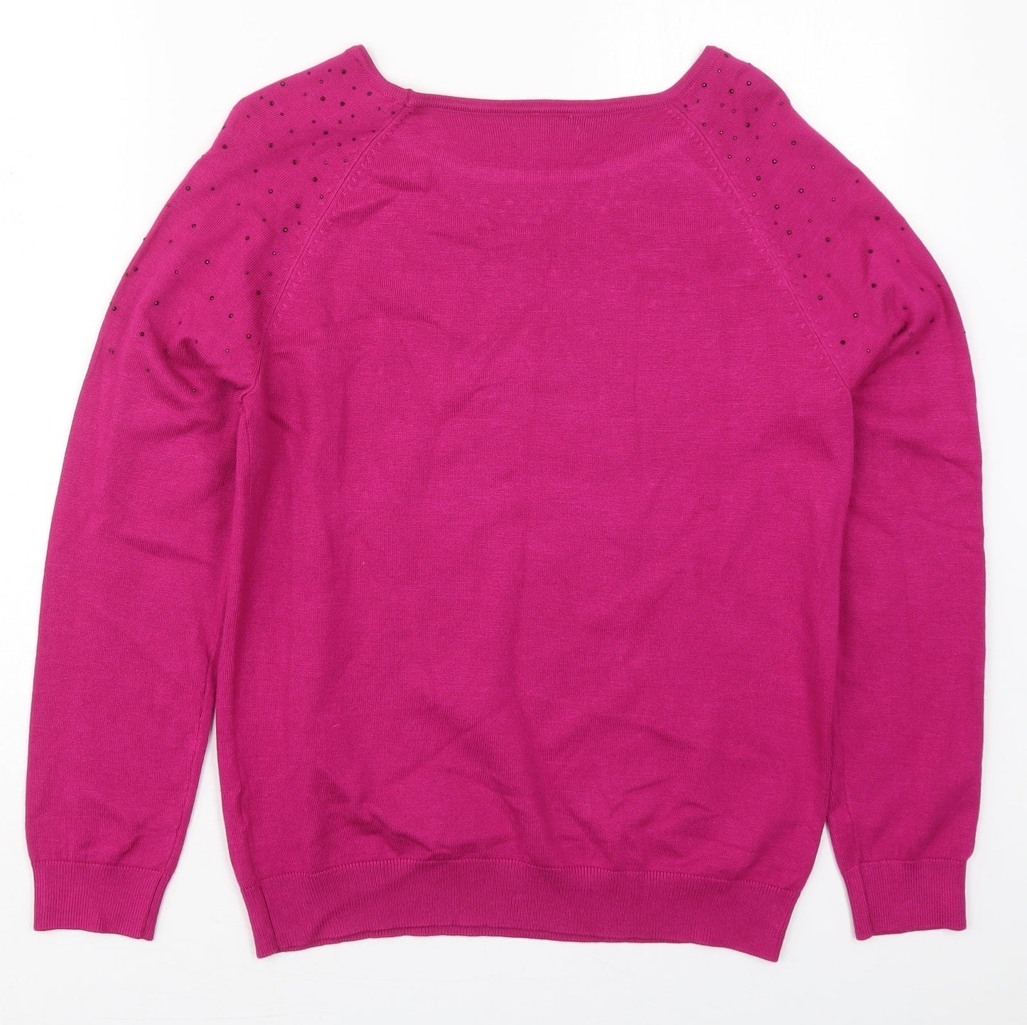Soon Womens Pink Round Neck  Viscose Pullover Jumper Size 12