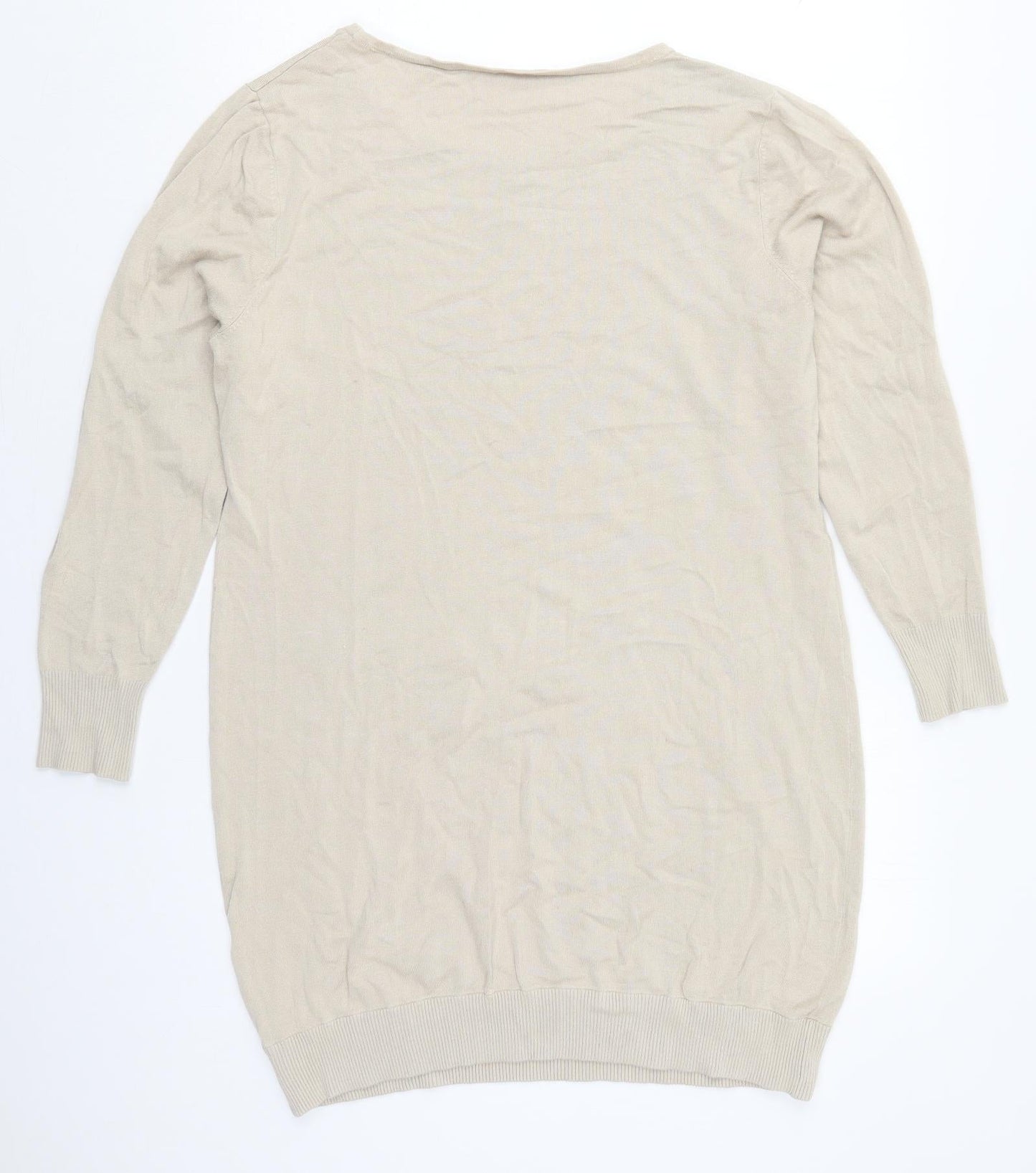 Avon Womens Beige Round Neck  Viscose Pullover Jumper Size 16