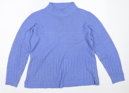 Preloved EWM Womens Blue Round Neck  Acrylic Pullover Jumper Size 14   - Size14-16 - Front