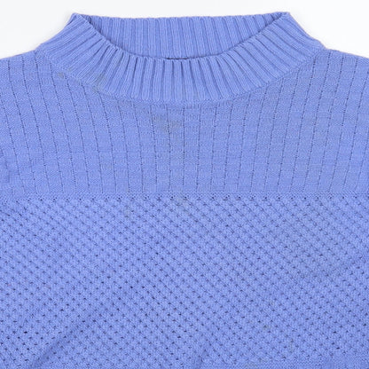 Preloved EWM Womens Blue Round Neck  Acrylic Pullover Jumper Size 14   - Size14-16 - Detail