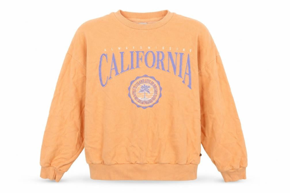 Pull&Bear Womens Orange Round Neck  Cotton Pullover Jumper Size M   - California