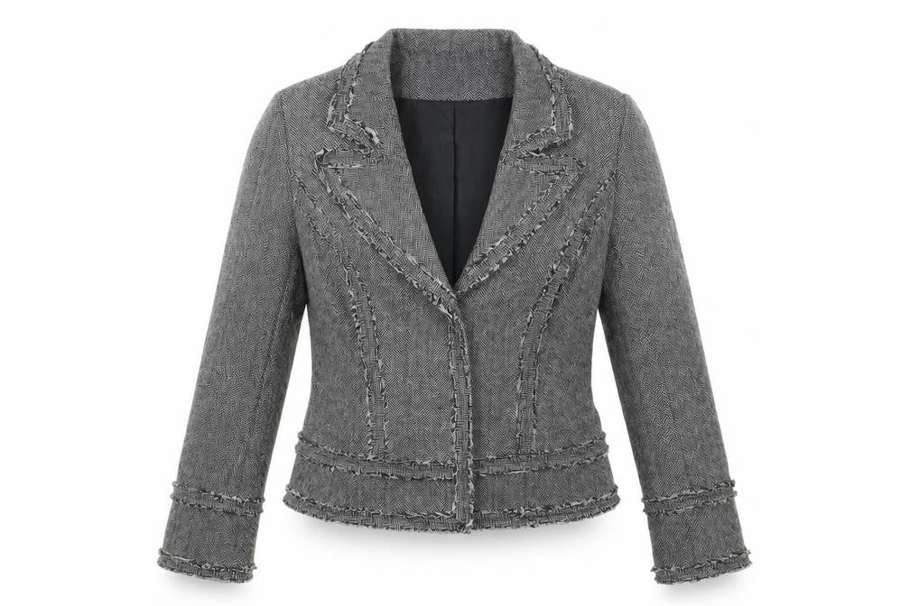 Simon Jeffrey Womens Grey Houndstooth  Jacket Blazer Size 14  Snap