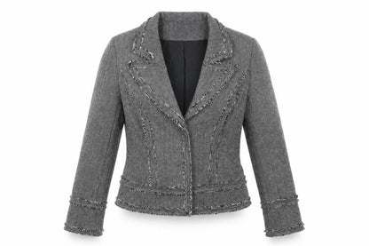 Simon Jeffrey Womens Grey Houndstooth  Jacket Blazer Size 14  Snap