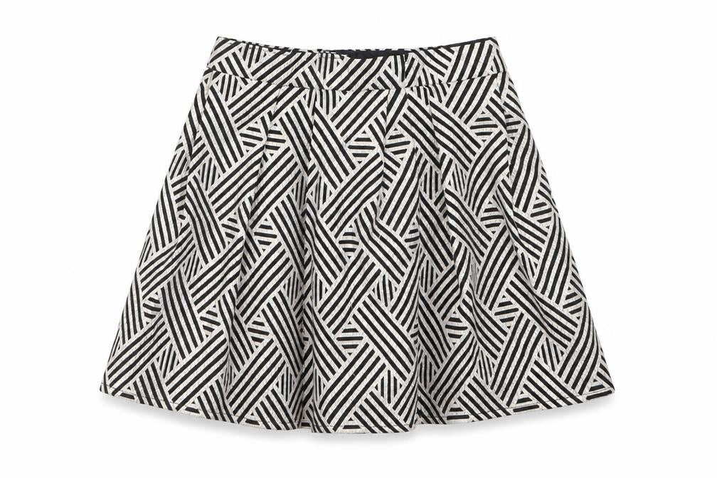 Dunnes Stores Girls Gold Geometric Polyester A-Line Skirt Size 7 Years  Regular Zip