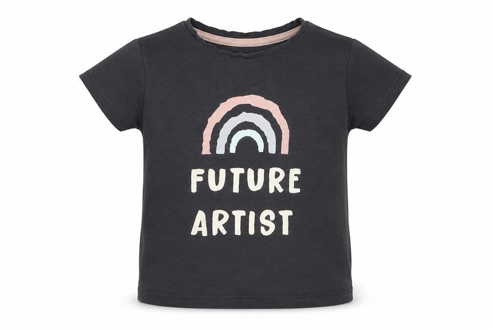 Primark Girls Grey  Cotton Basic T-Shirt Size 12-18 Months Crew Neck Pullover - future artist