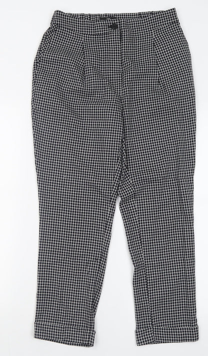 Next Womens Black Check Polyacrylate Fibre Trousers  Size 8 L26 in Regular Button