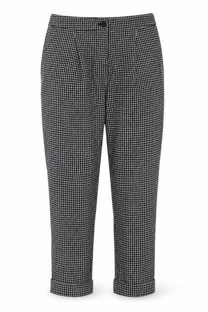 Next Womens Black Check Polyacrylate Fibre Trousers  Size 8 L26 in Regular Button