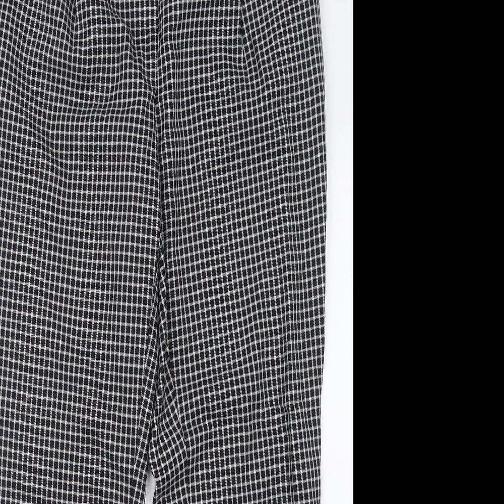 NEXT Womens Black Check Polyacrylate Fibre Trousers  Size 8 L26 in Regular Button