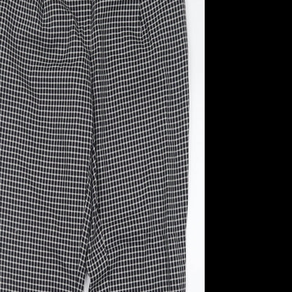Next Womens Black Check Polyacrylate Fibre Trousers  Size 8 L26 in Regular Button