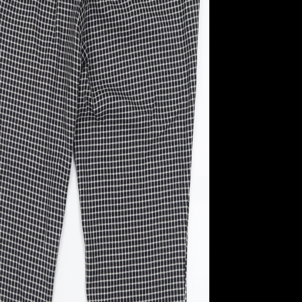 NEXT Womens Black Check Polyacrylate Fibre Trousers  Size 8 L26 in Regular Button