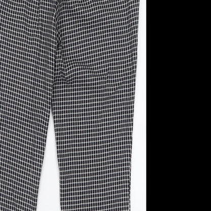 Next Womens Black Check Polyacrylate Fibre Trousers  Size 8 L26 in Regular Button