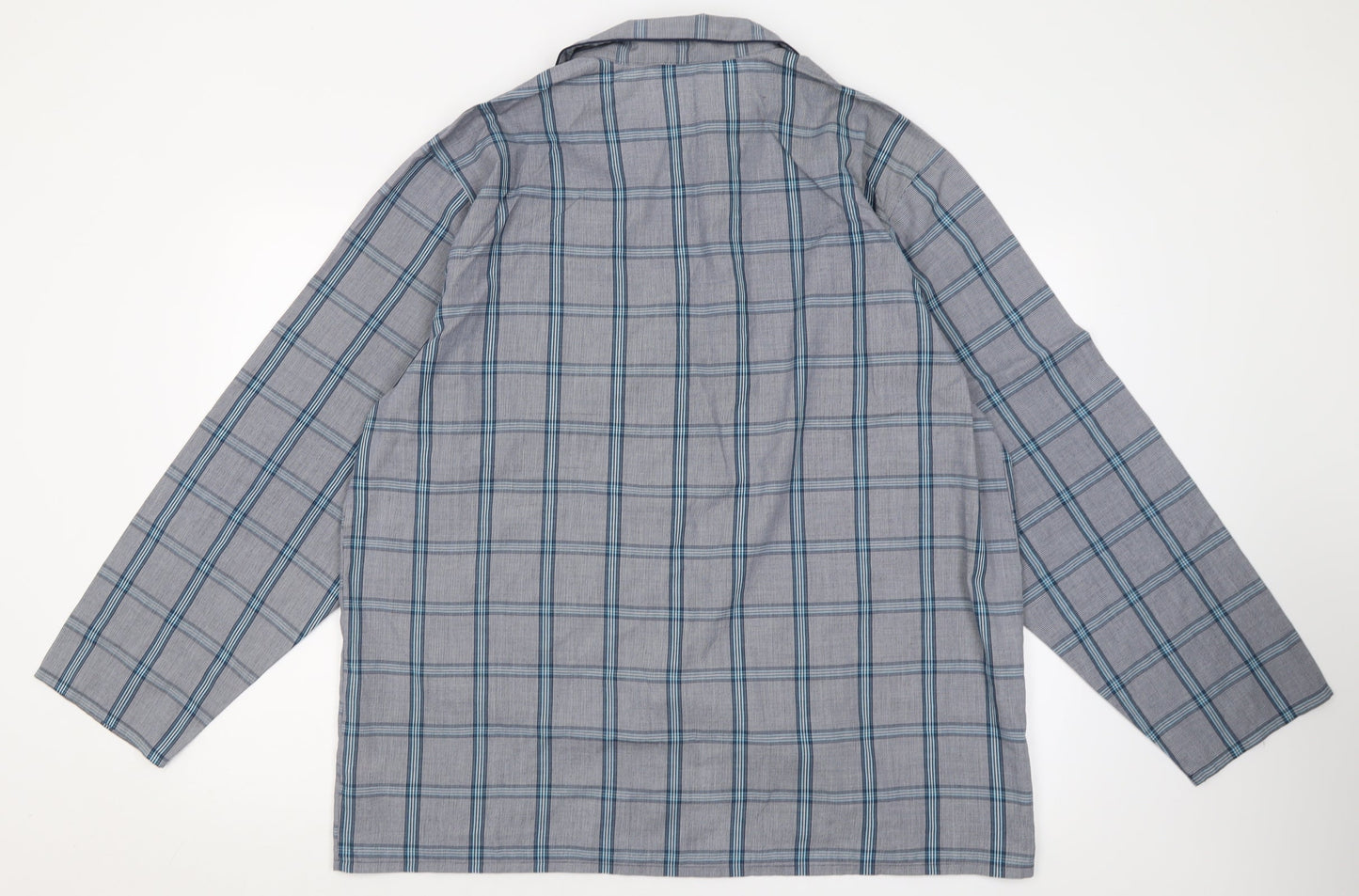 Marks and Spencer Mens Grey Check Polyester  Button-Up Size XL V-Neck Button