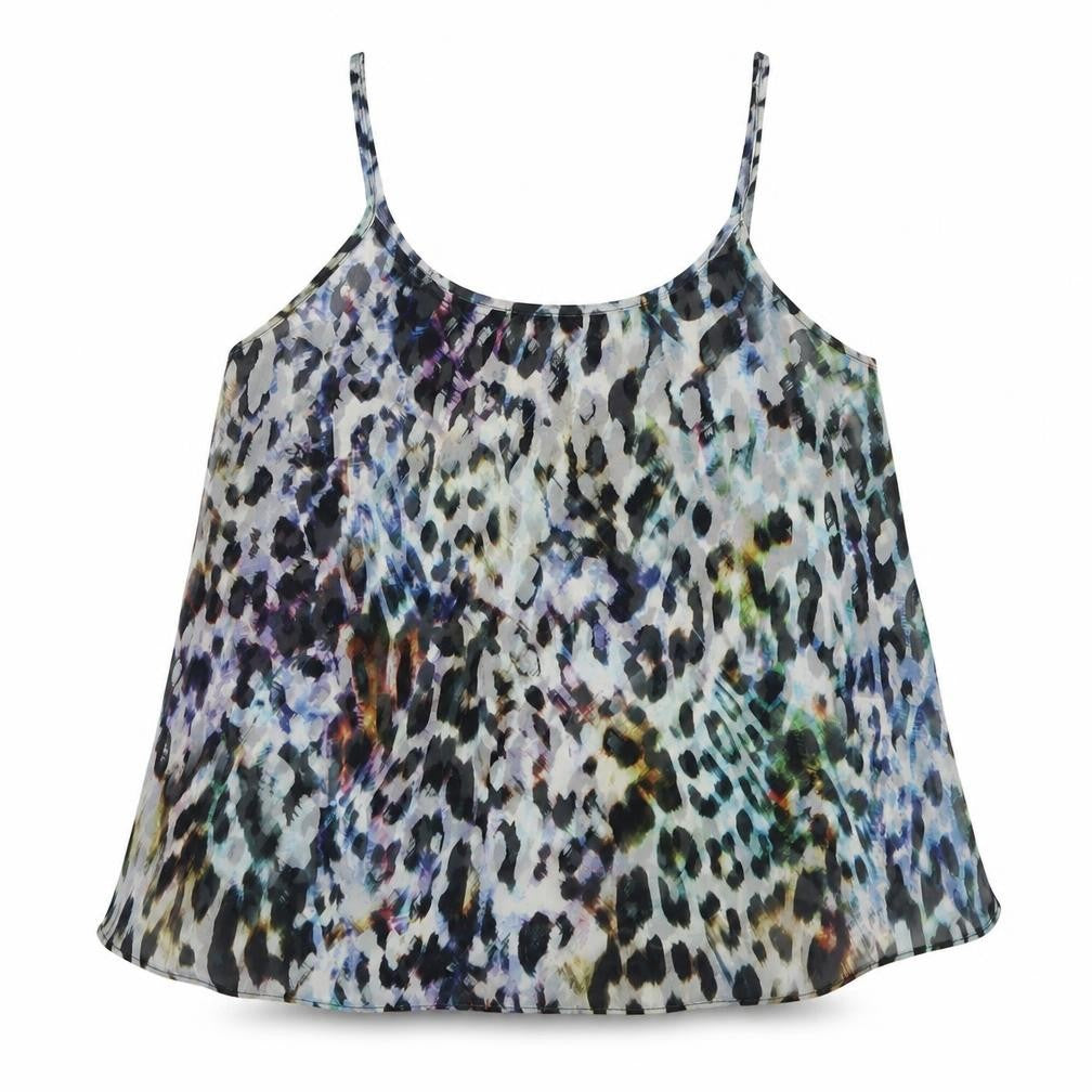 Topshop Womens Multicoloured Animal Print Polyester Basic Tank Size 8 Scoop Neck