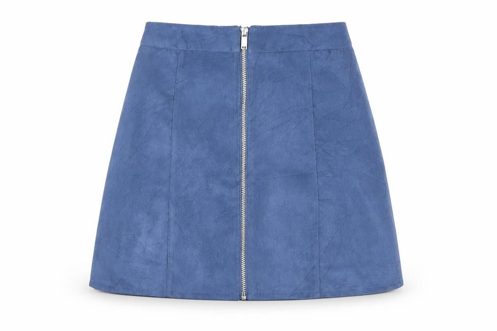 H&M Womens Blue  Polyester A-Line Skirt Size 8   Zip
