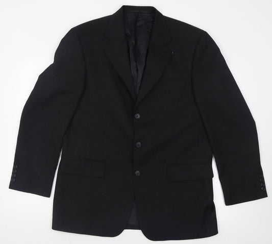 Baumer Mens Black  Polyester Jacket Blazer Size 36