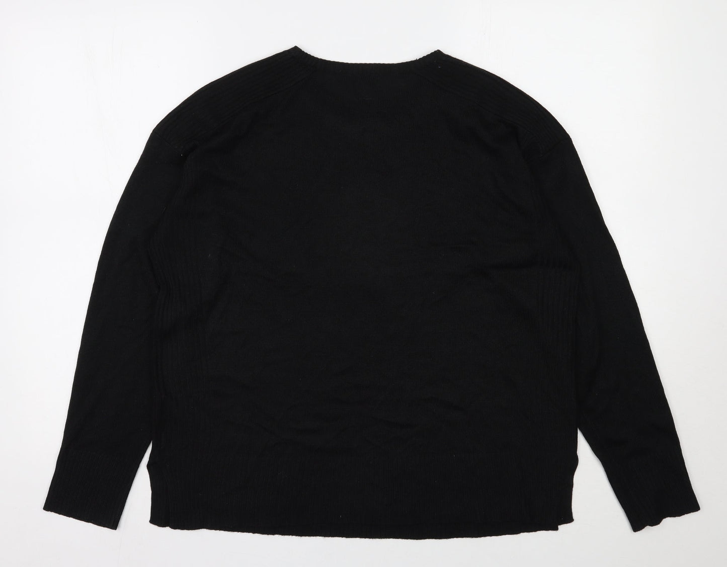 Select Womens Black Round Neck  Acrylic Pullover Jumper Size XL