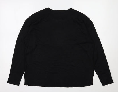 Select Womens Black Round Neck  Acrylic Pullover Jumper Size XL