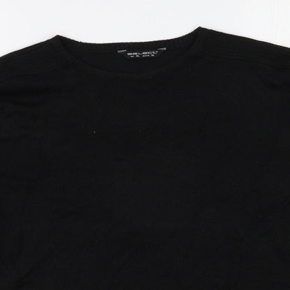 Select Womens Black Round Neck  Acrylic Pullover Jumper Size XL