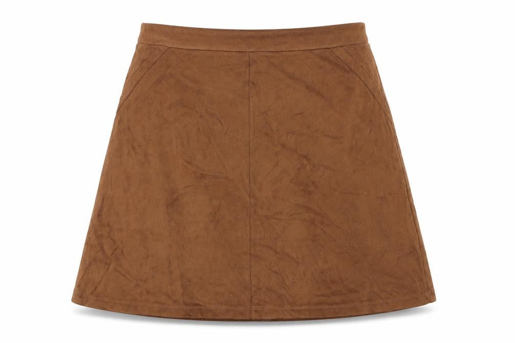Yns Tekstil Womens Brown  Polyester A-Line Skirt Size 32 in   Zip