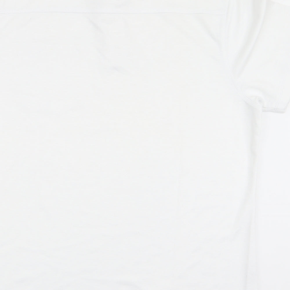 Carabou Mens White  Polyester  Polo Size XL Collared Button