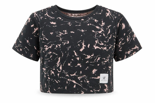Holyfield Girls Black  Polyester Cropped T-Shirt Size XS Round Neck Pullover - Activewear top