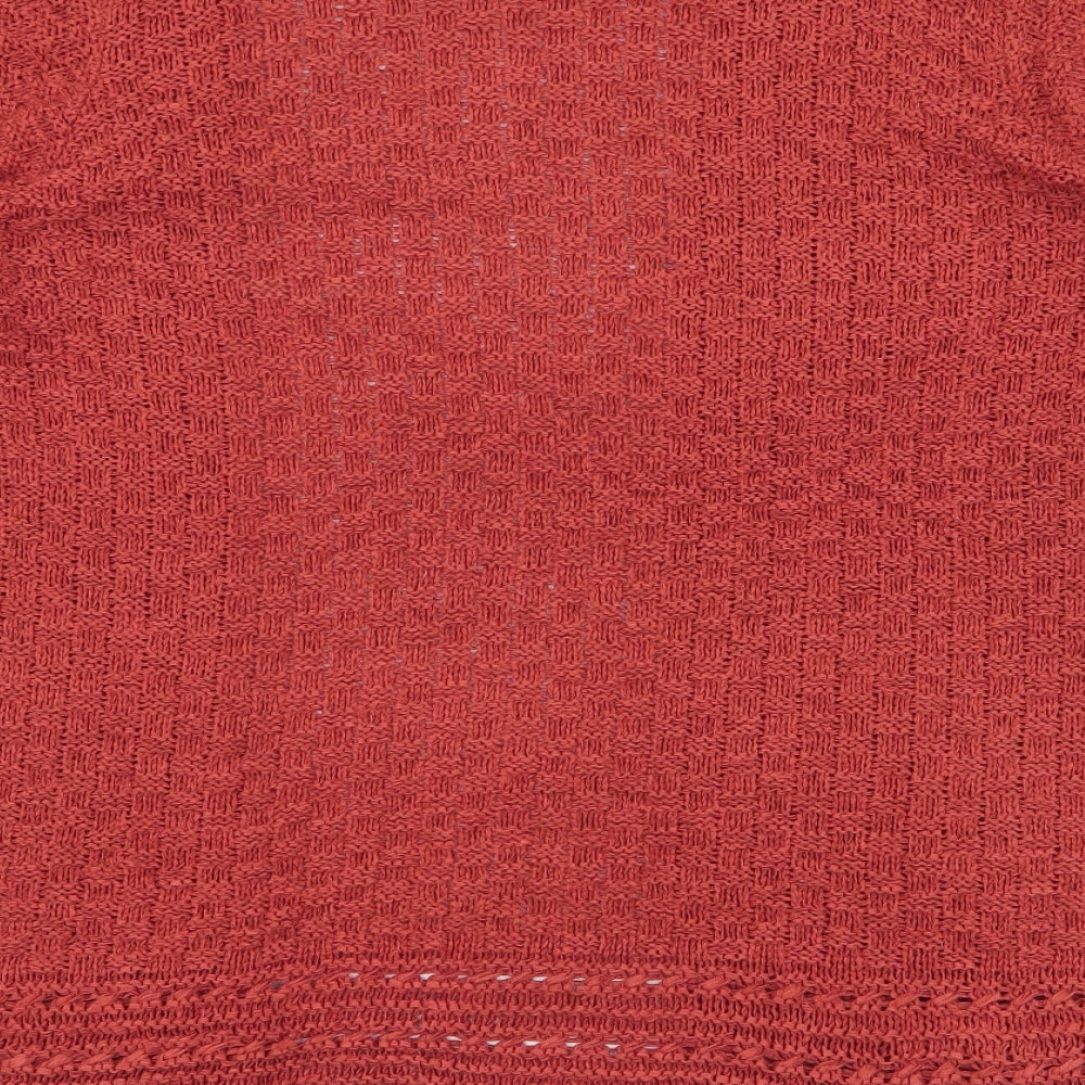 Isle Collection Womens Orange V-Neck  Acrylic Cardigan Jumper Size M