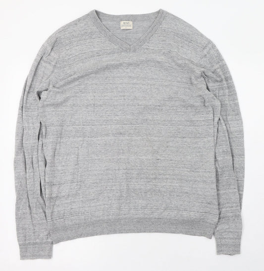 Matalan Mens Grey V-Neck  Cotton Pullover Jumper Size L