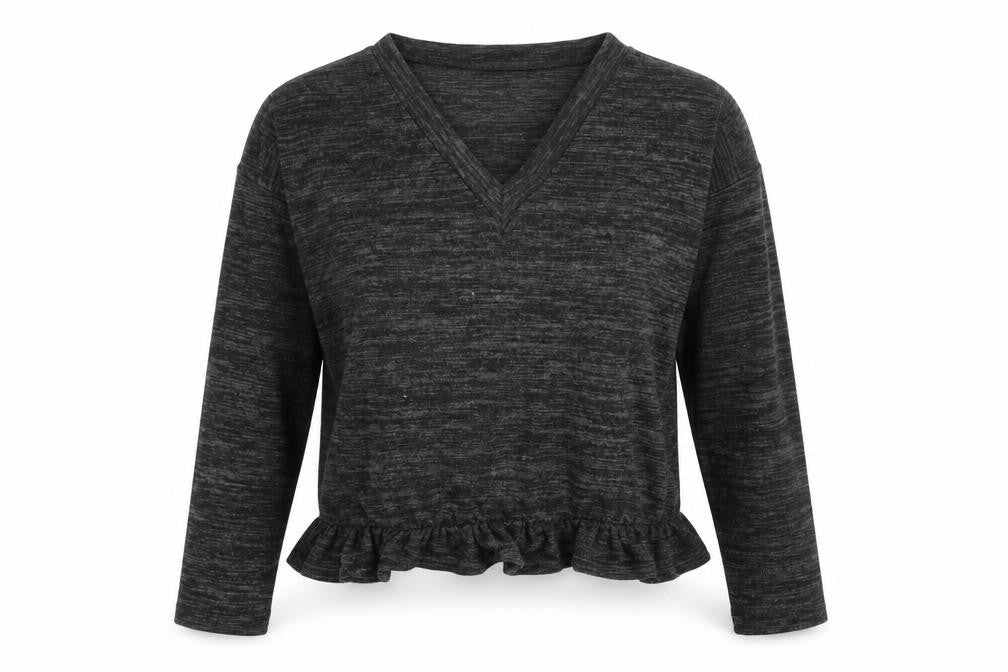 Boohoo Womens Grey V-Neck  Polyester Pullover Jumper Size L