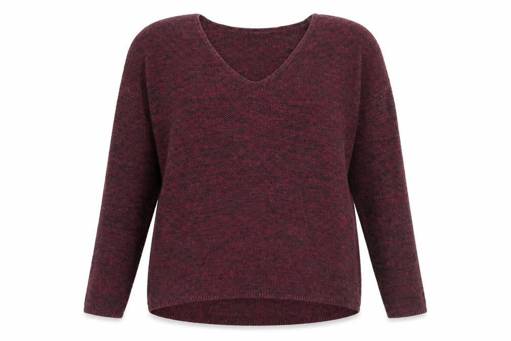 H&M Womens Red V-Neck  Cotton Pullover Jumper Size L