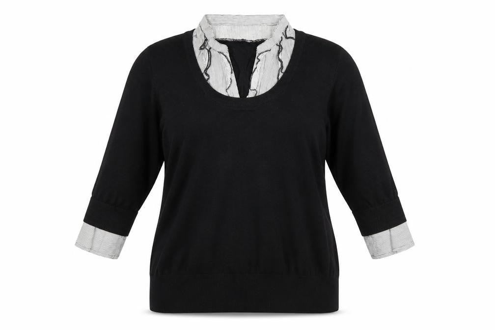 Sevenhill Womens Black Collared  Viscose Pullover Jumper Size XL