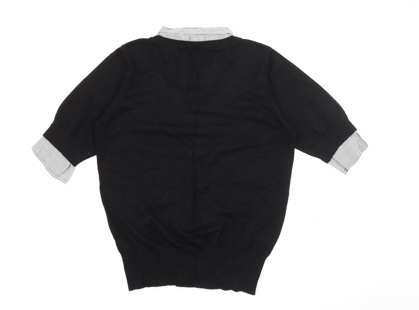 Sevenhill Womens Black Collared  Viscose Pullover Jumper Size XL