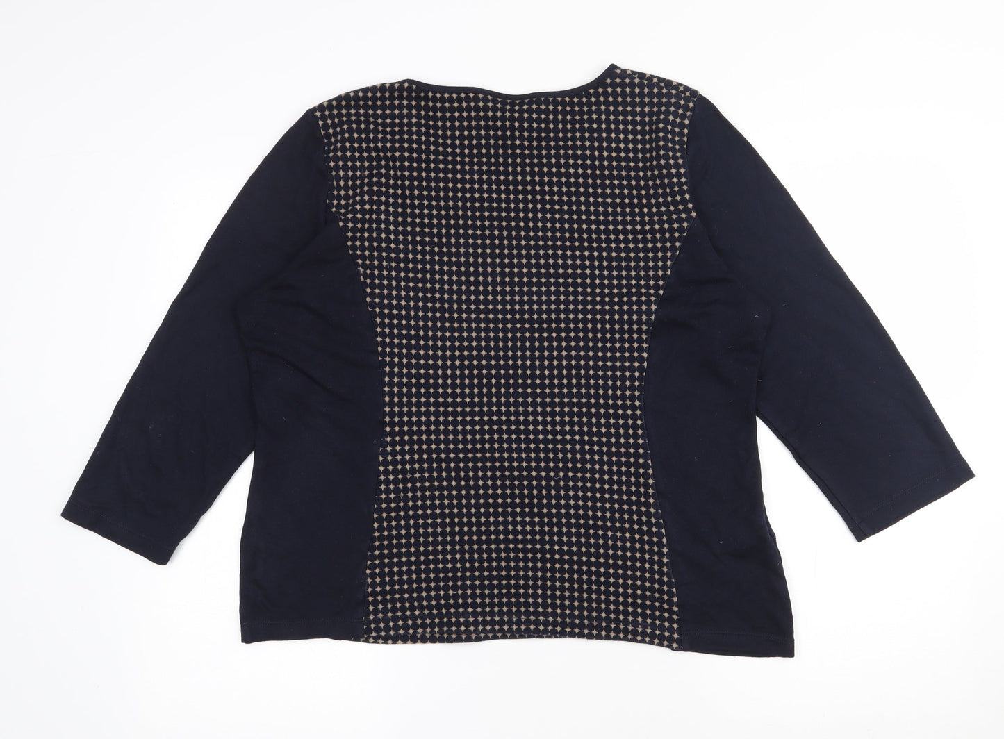 CC Womens Blue Round Neck Geometric Cotton Pullover Jumper Size 16