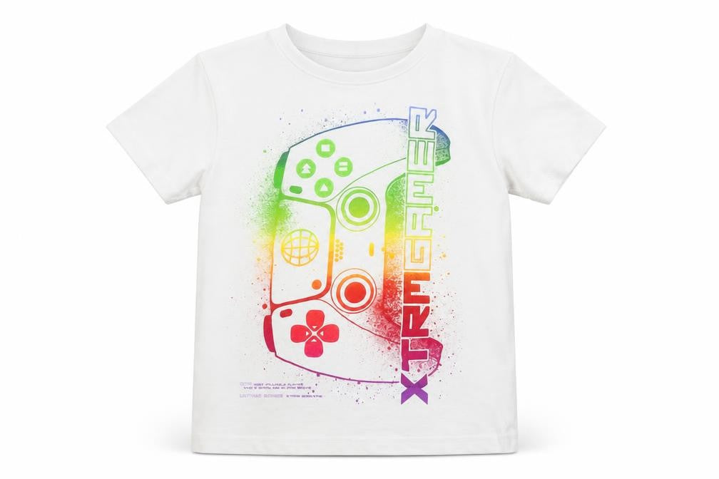 United Gamer Boys White  Cotton Pullover T-Shirt Size 6-7 Years Crew Neck Pullover - Gamer
