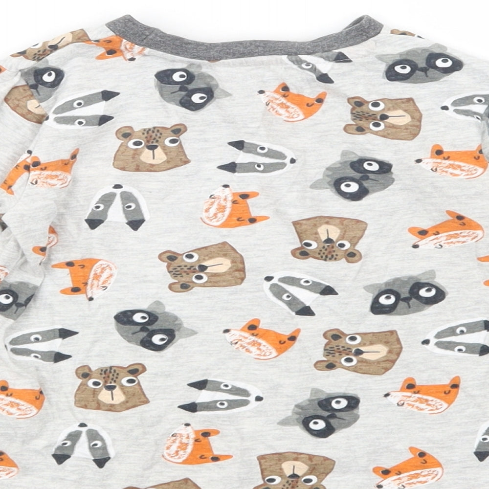 Dunnes Stores Girls Grey Geometric Cotton Pullover T-Shirt Size 2-3 Years Crew Neck Pullover - Cute Animals Print