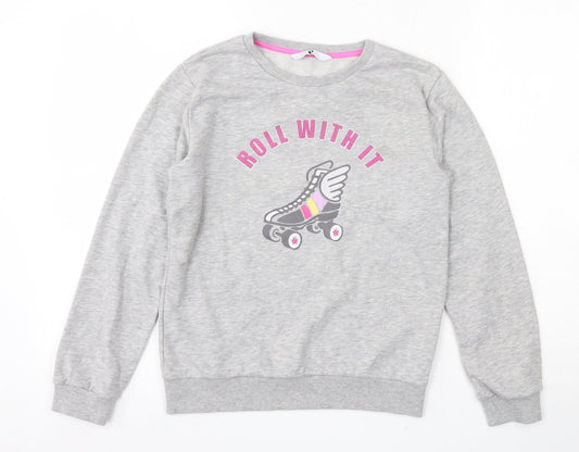 Very Girls Grey  Polyester Pullover Sweatshirt Size 12 Years