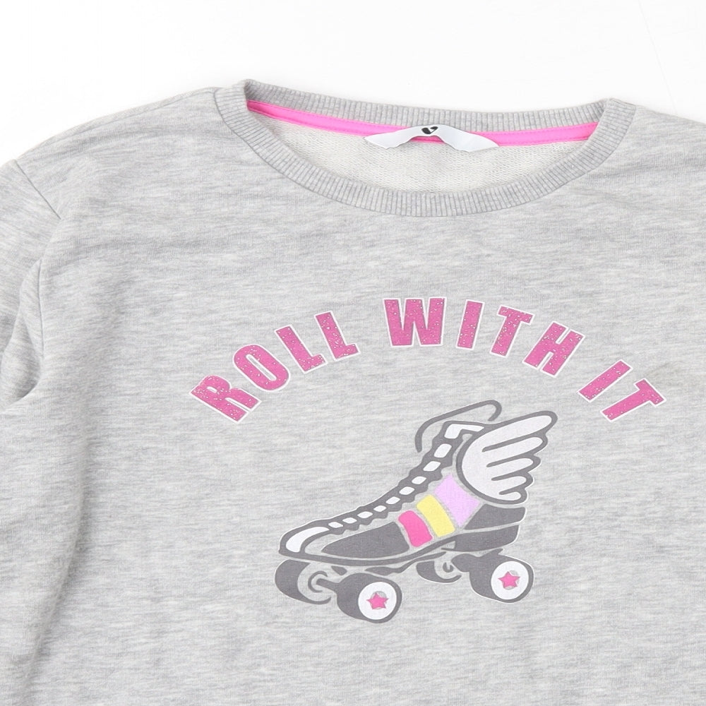 Very Girls Grey  Polyester Pullover Sweatshirt Size 12 Years