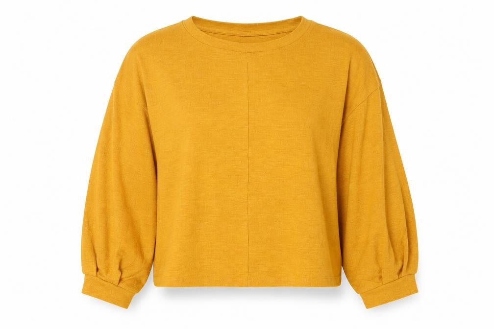 H&M Womens Orange  Polyester Cropped Blouse Size M Round Neck