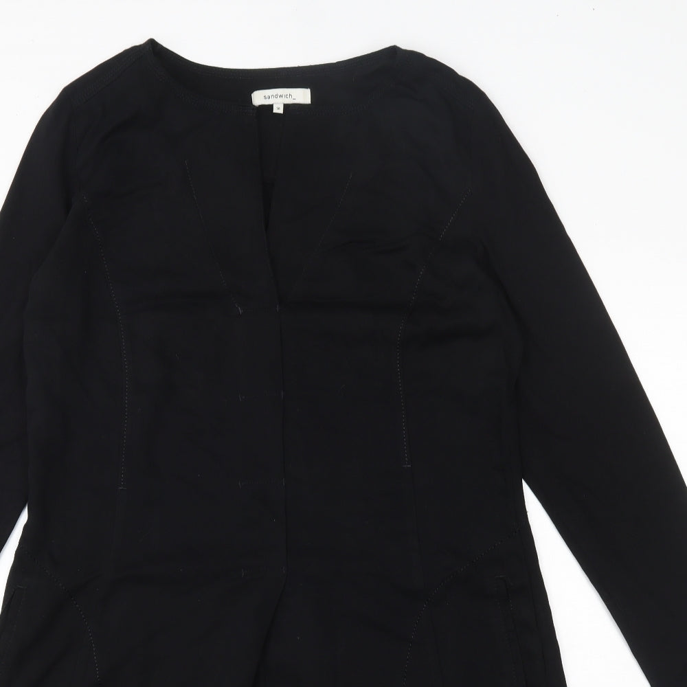 Sandwich Womens Black  Viscose Skater Dress  Size 38  Round Neck